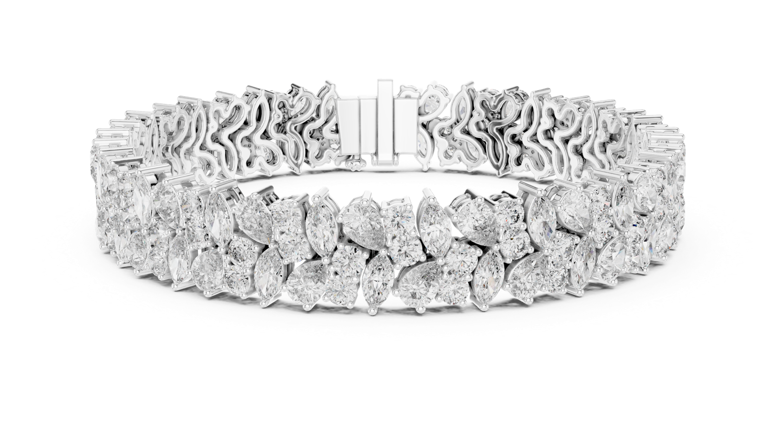 14K Solid Gold Lab Diamond Bracelet, White Gold, view 4