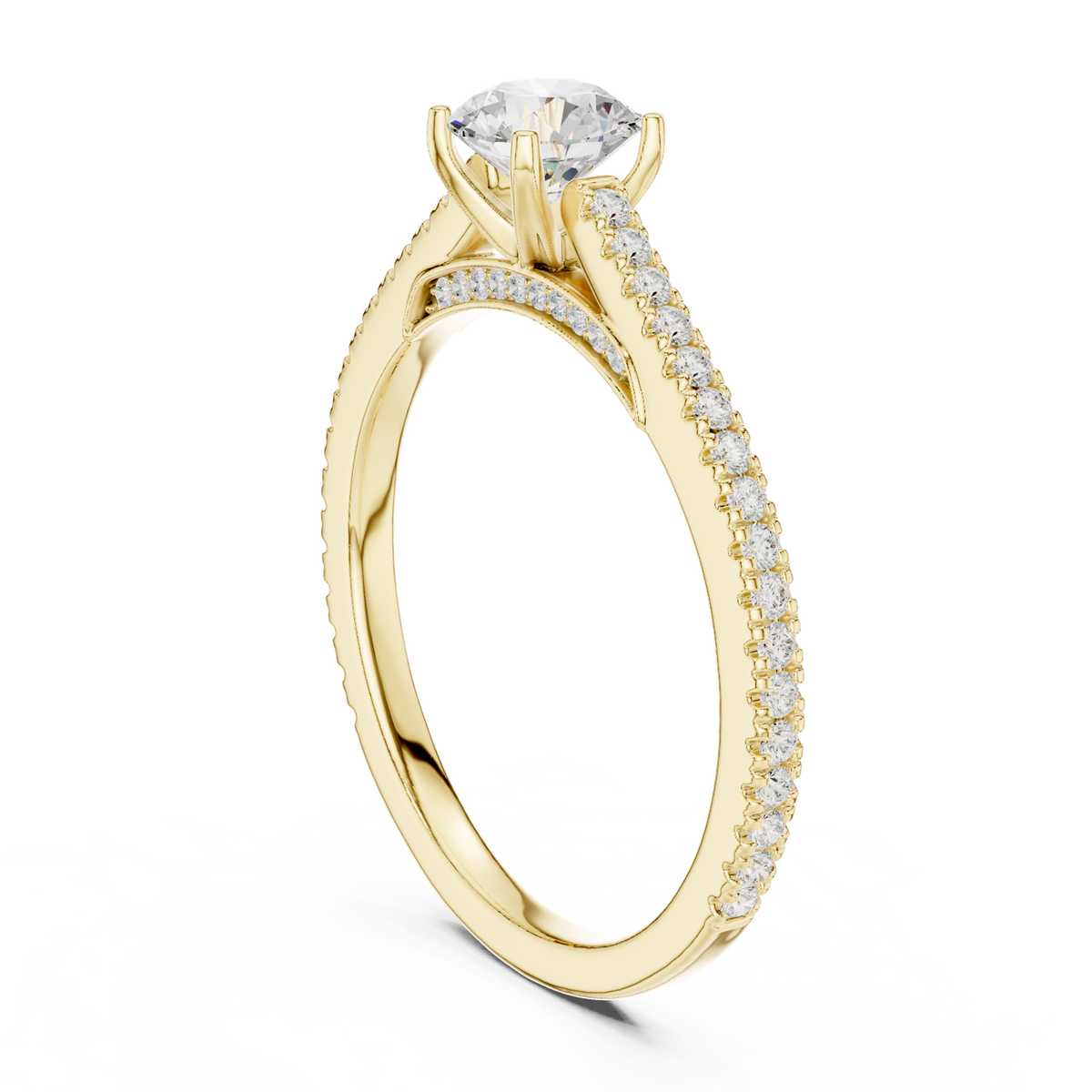 14K Solid Gold Lab Diamond Solitaire Ring, Yellow Gold, view 1