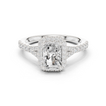 Gold Ring DDLR-043, Radiant center stone, White Gold