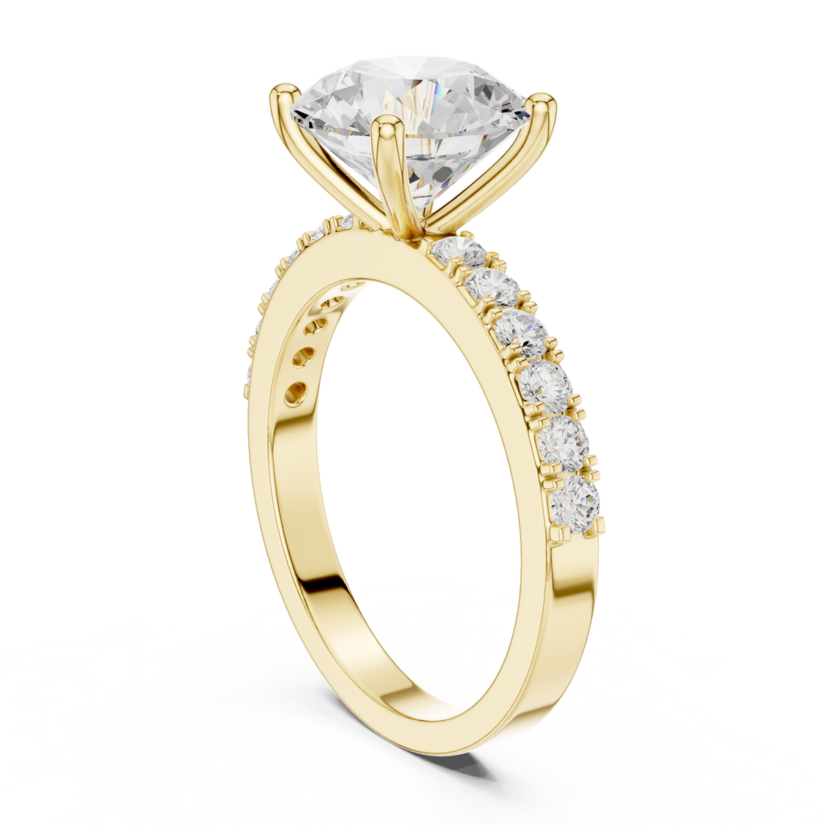 14K Solid Gold Lab Diamond Solitaire Ring, Yellow Gold, view 1