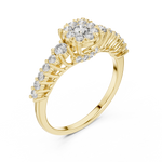 14K Solid Gold Lab Diamond Cluster Ring, Yellow Gold, view 2