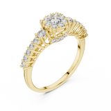 14K Solid Gold Lab Diamond Cluster Ring, Yellow Gold, view 2