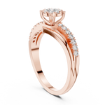 14K Solid Gold Lab Diamond Crossover Ring, Rose Gold, view 1