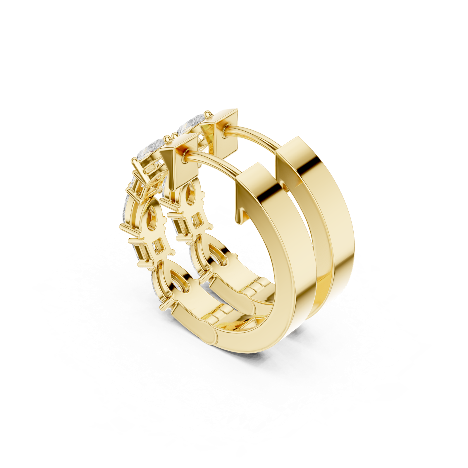14K Solid Gold Lab Diamond Hoop Earrings, Yellow Gold, view 2