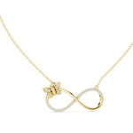 14K Solid Gold Lab Diamond Infinity Pendant Necklace, Yellow Gold, view 1