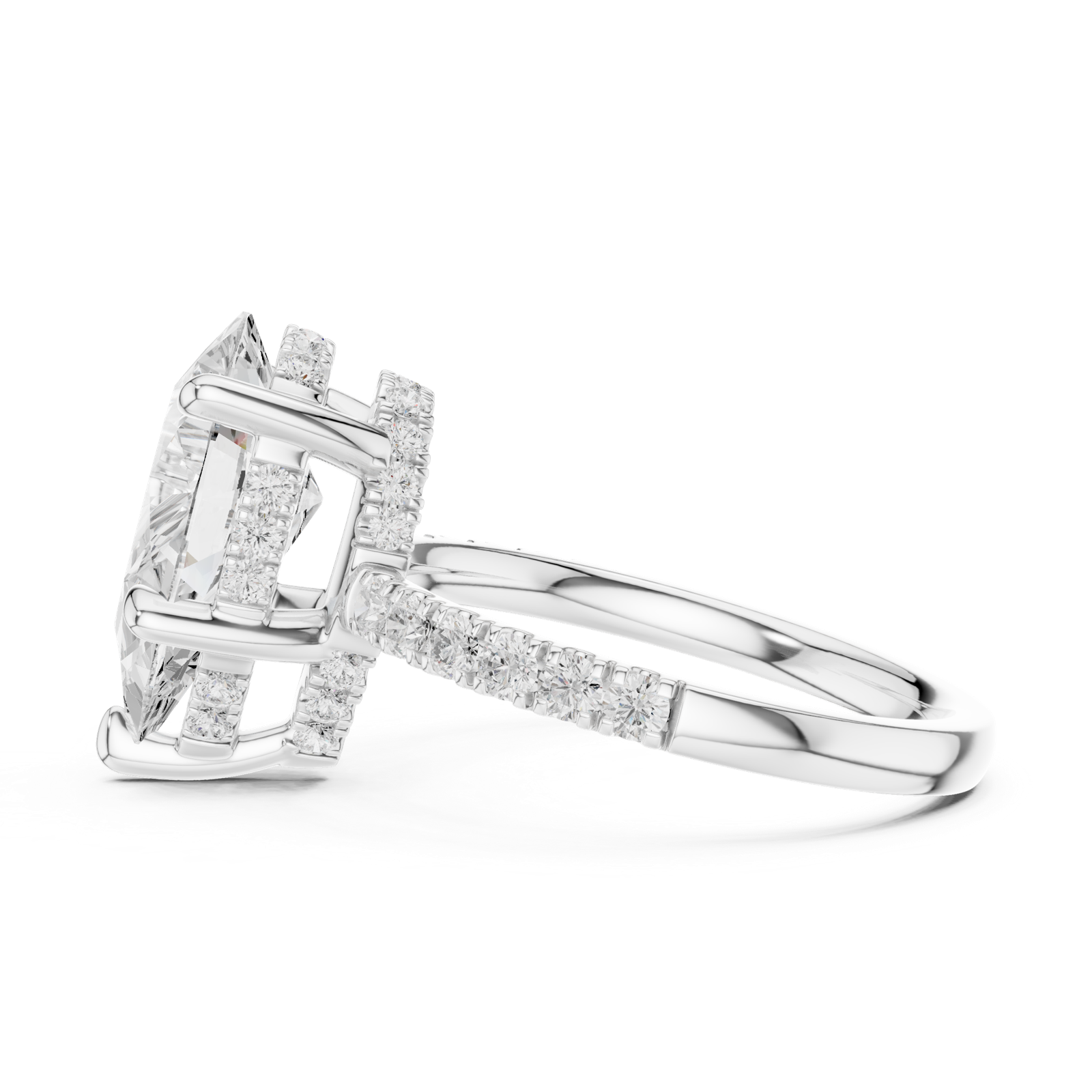 Gold Ring DDLR-259, Pear center stone, White Gold, view 3
