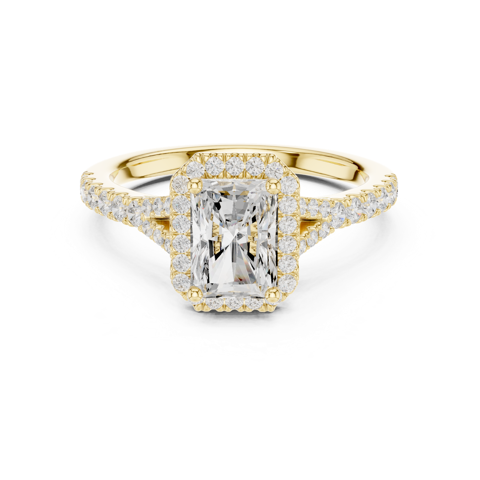 Gold Ring DDLR-043, Radiant center stone, Yellow Gold, view 4