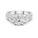 Gold Ring DDLR-281, Round center stone, White Gold