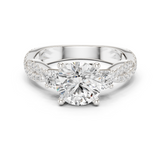 Gold Ring DDLR-281, Round center stone, White Gold