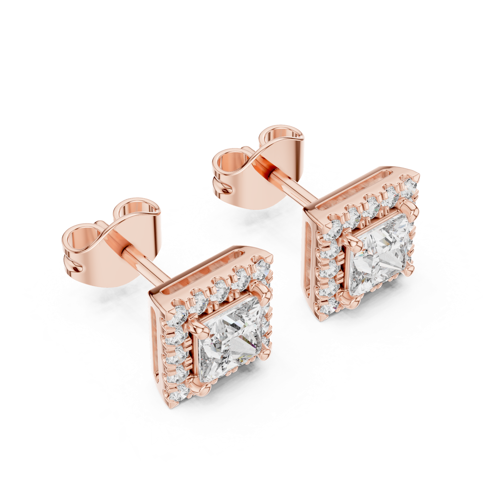 Gold Earrings GER-0367, Rose Gold, view 2