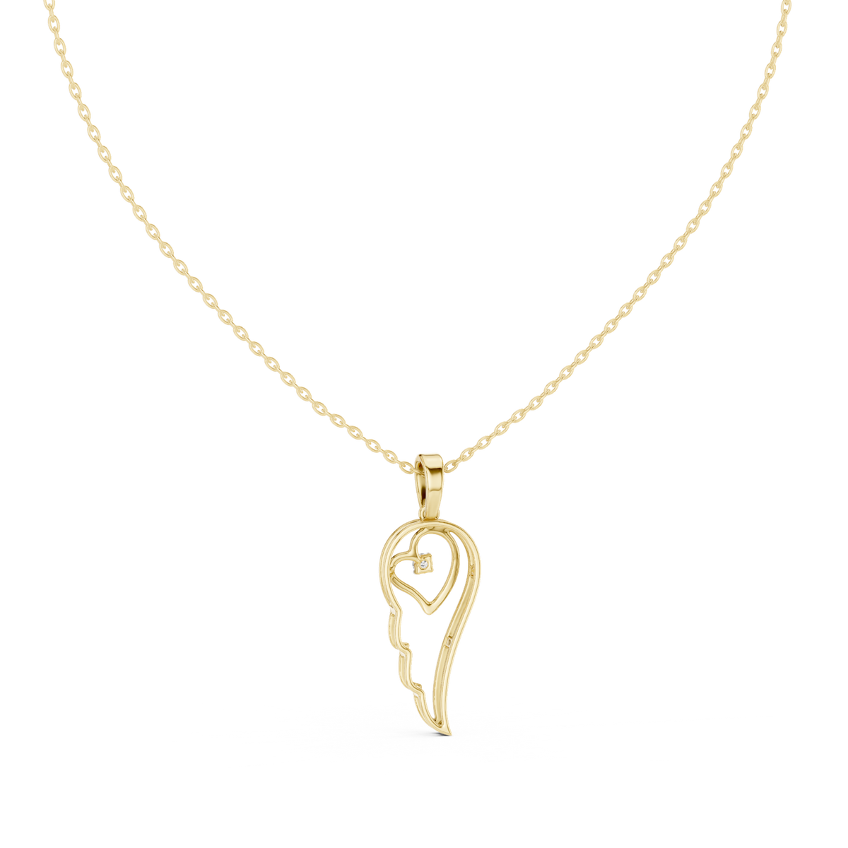 14K Solid Gold Lab Diamond Pendant Necklace, Yellow Gold