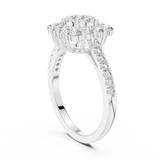14K Solid Gold Lab Diamond Halo Ring, White Gold, view 1
