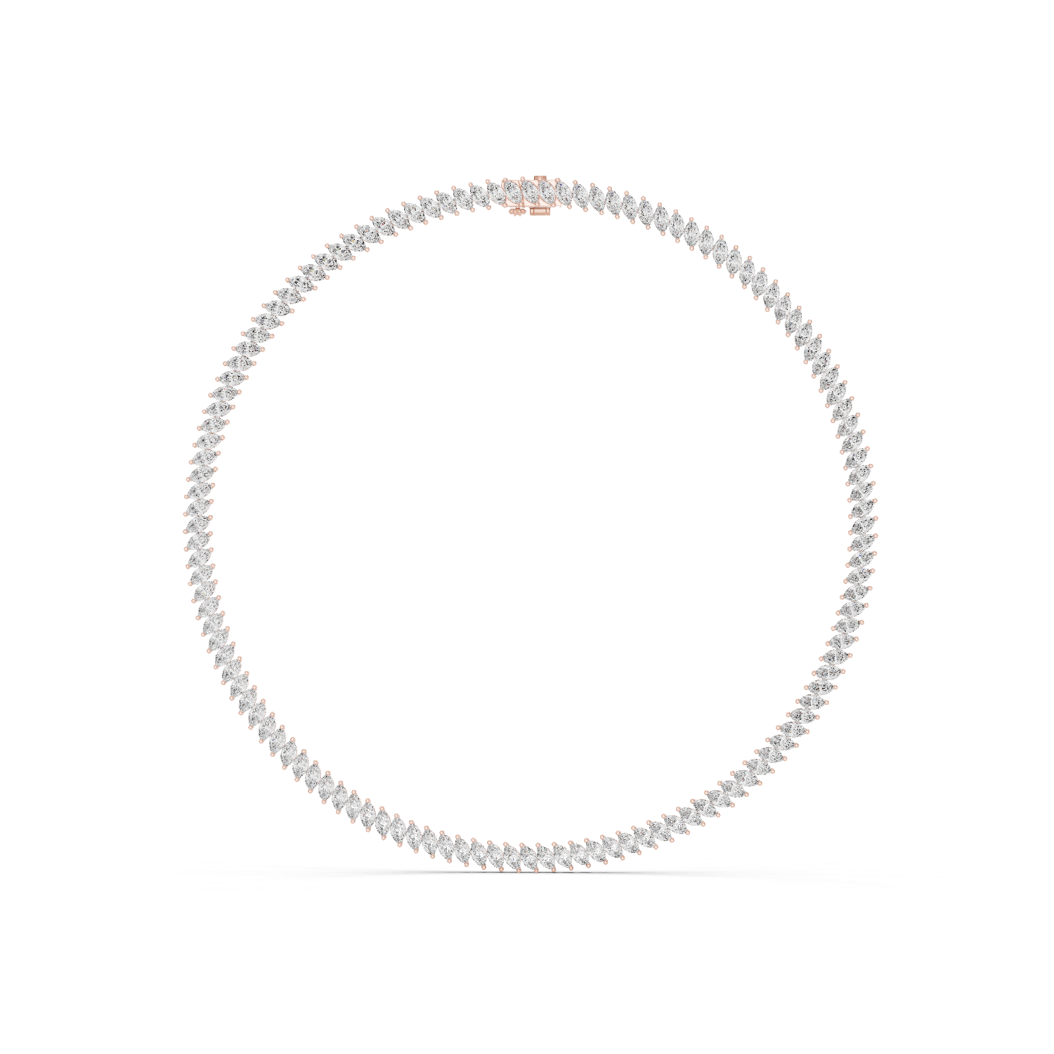 14K Solid Gold Lab Diamond Tennis Necklace, Rose Gold