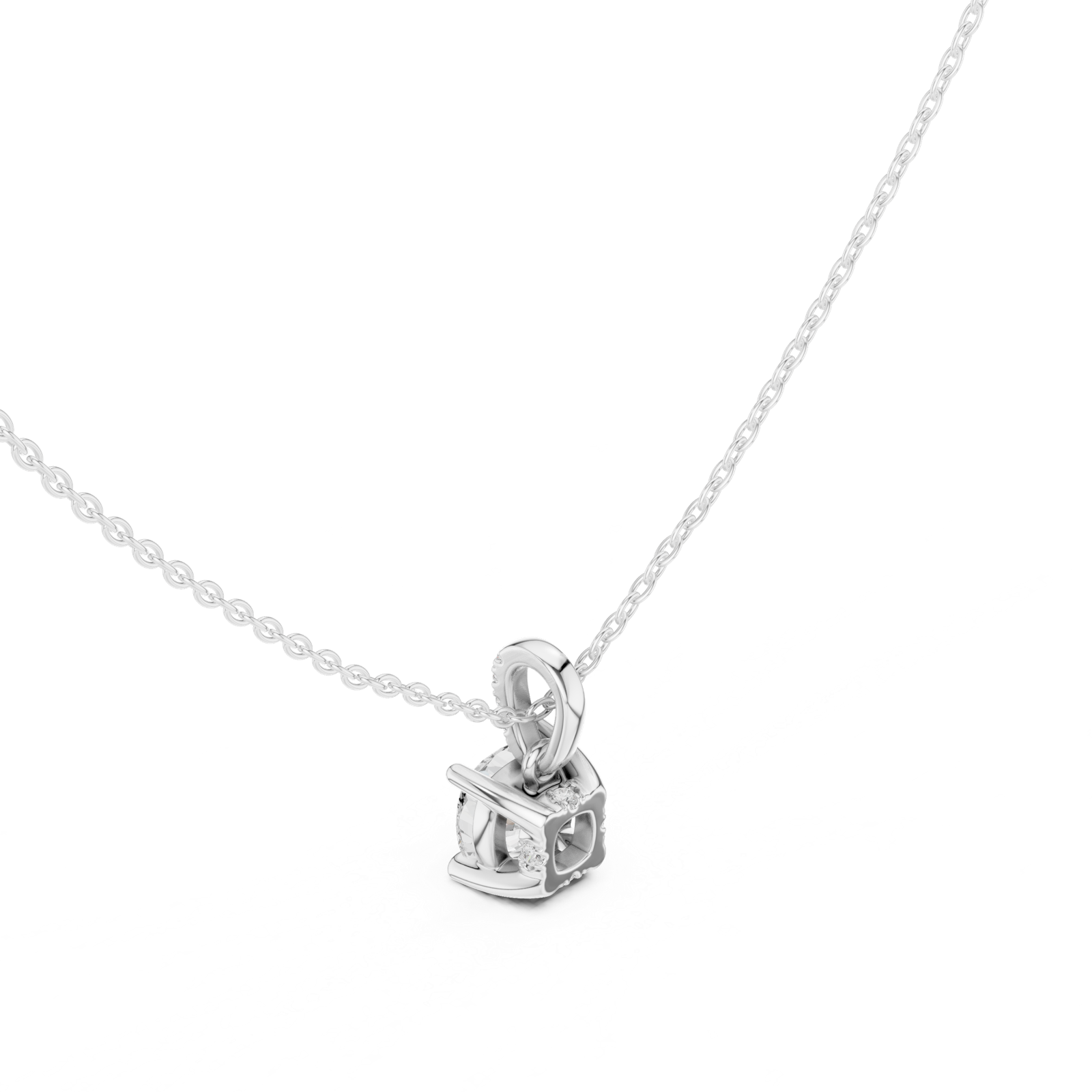 Gold Jewelry, Cushion center stone, White Gold, view 2