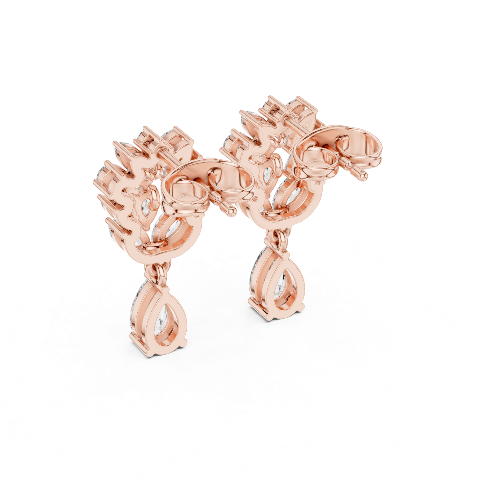 Gold Earrings AGDER-276, Rose Gold, view 3