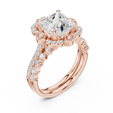 Gold Ring DDLR-442, Princess center stone, Rose Gold, view 2