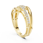 14K Solid Gold Lab Diamond Crossover Ring, Yellow Gold, view 1
