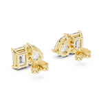 14K Solid Gold Lab Diamond Cluster Earrings, Yellow Gold, view 3