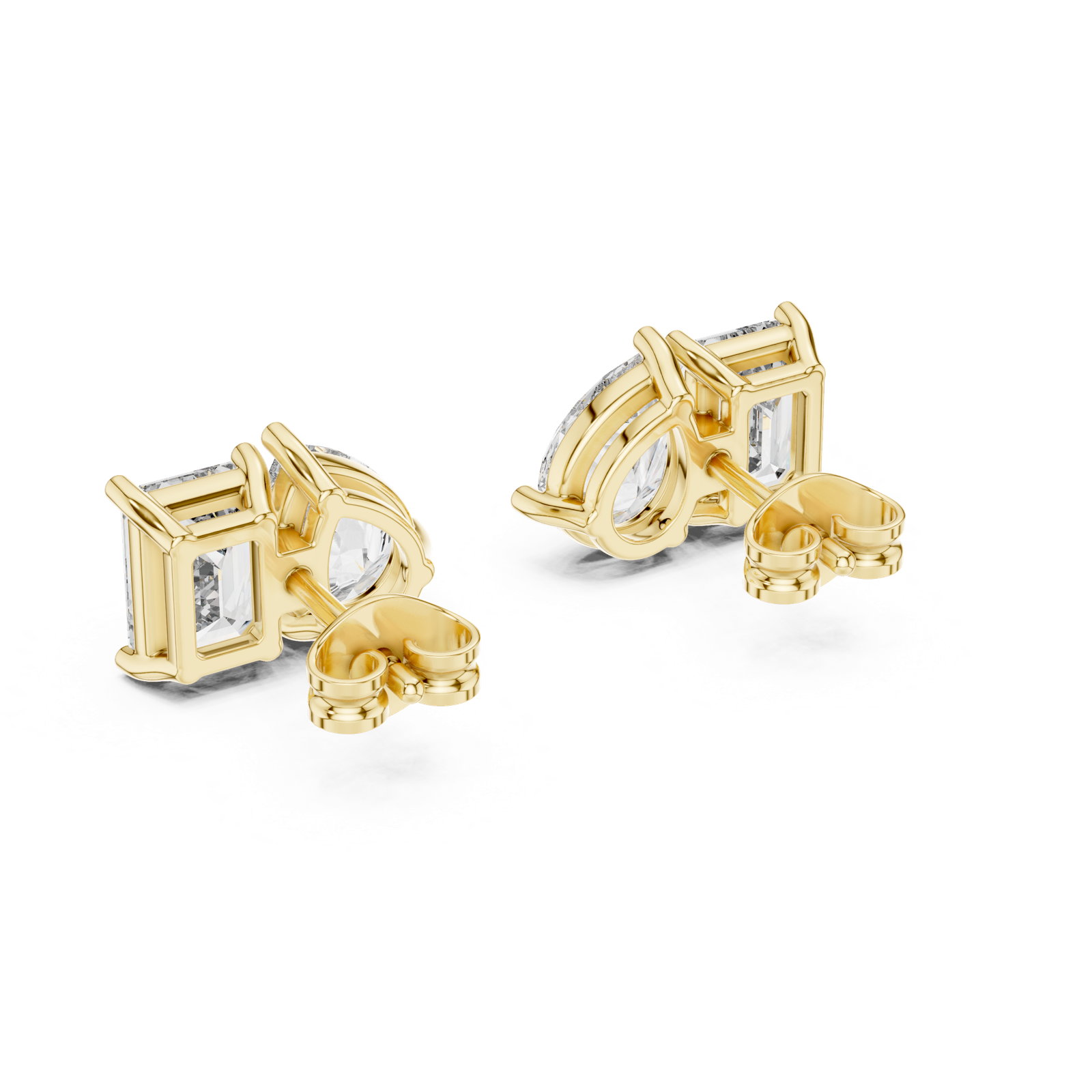 14K Solid Gold Lab Diamond Cluster Earrings, Yellow Gold, view 3
