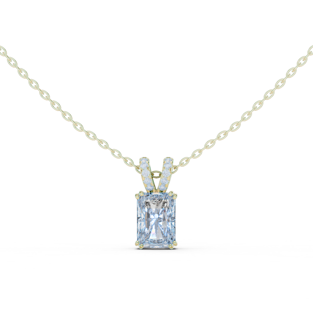 14K Solid Gold Lab Diamond Solitaire Pendant Necklace, Yellow Gold