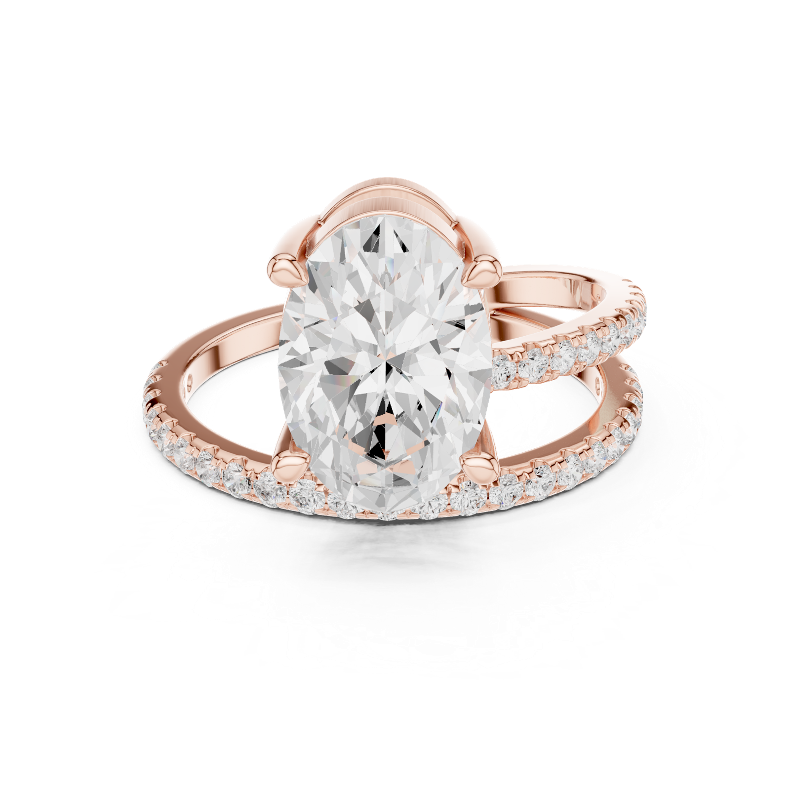 Gold Jewelry L35-39, Oval center stone, Rose Gold, view 4