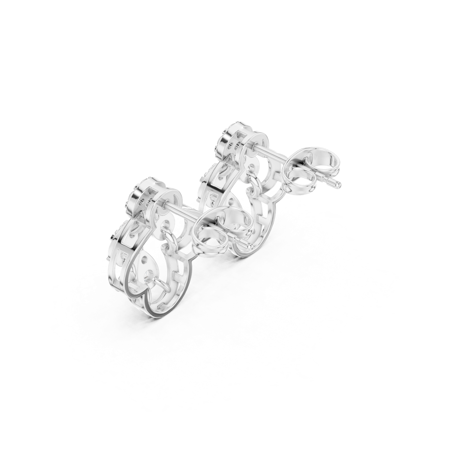 Gold Earrings 9-10010PE, White Gold, view 2