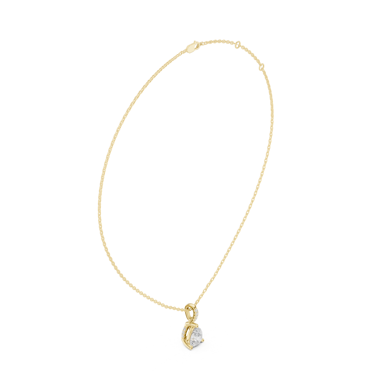Gold Jewelry DDPO-009, Pear center stone, Yellow Gold, view 1