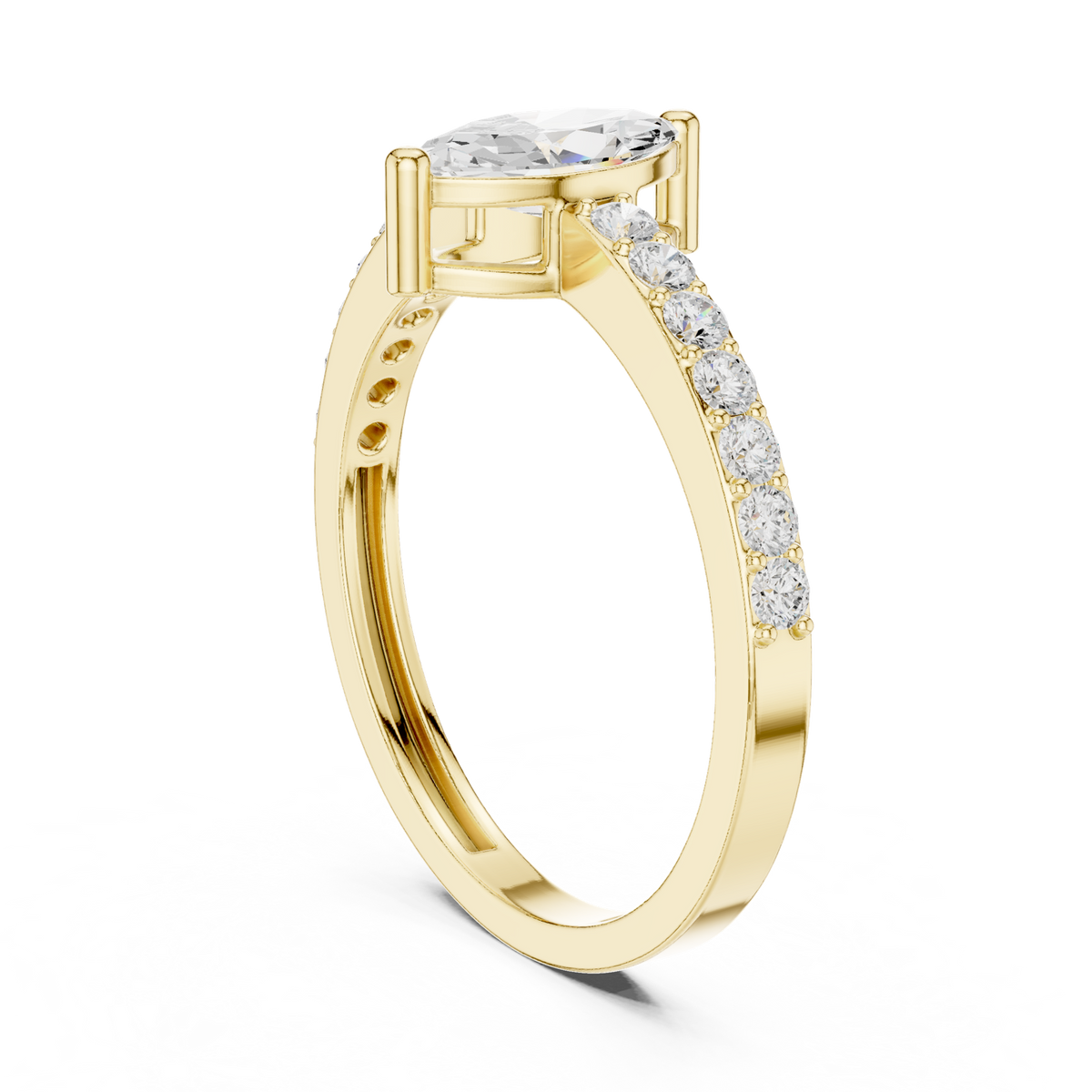 14K Solid Gold Lab Diamond Solitaire Ring, Yellow Gold, view 1