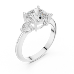 Gold Jewelry, Cushion center stone, White Gold, view 2
