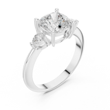 Gold Jewelry, Cushion center stone, White Gold, view 2