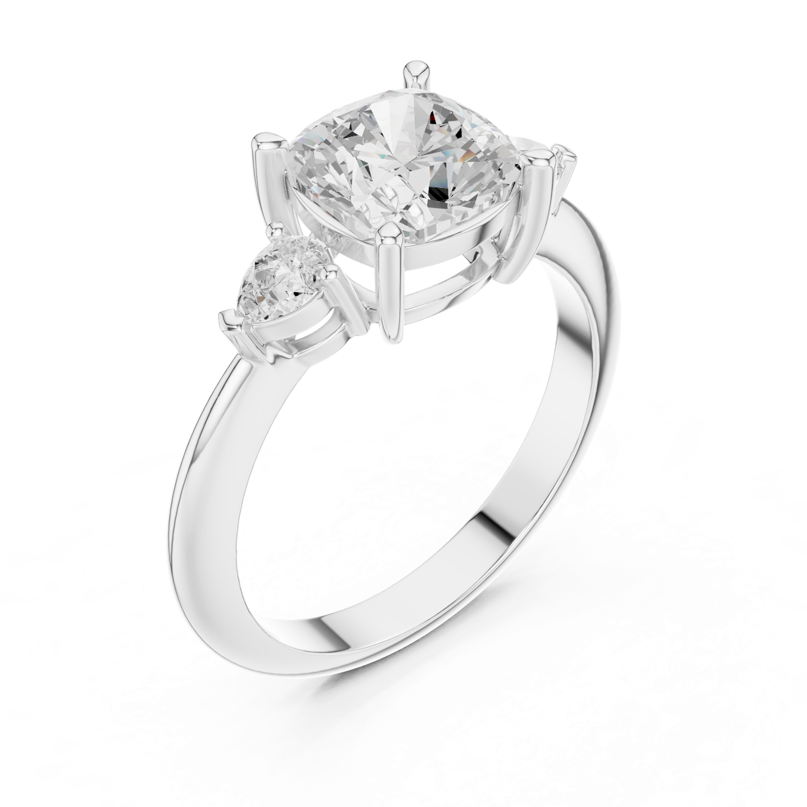 Gold Jewelry, Cushion center stone, White Gold, view 2