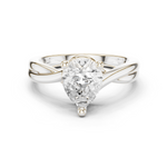 Gold Twisted Band Solitaire Engagement Ring, Pear center stone, White Gold