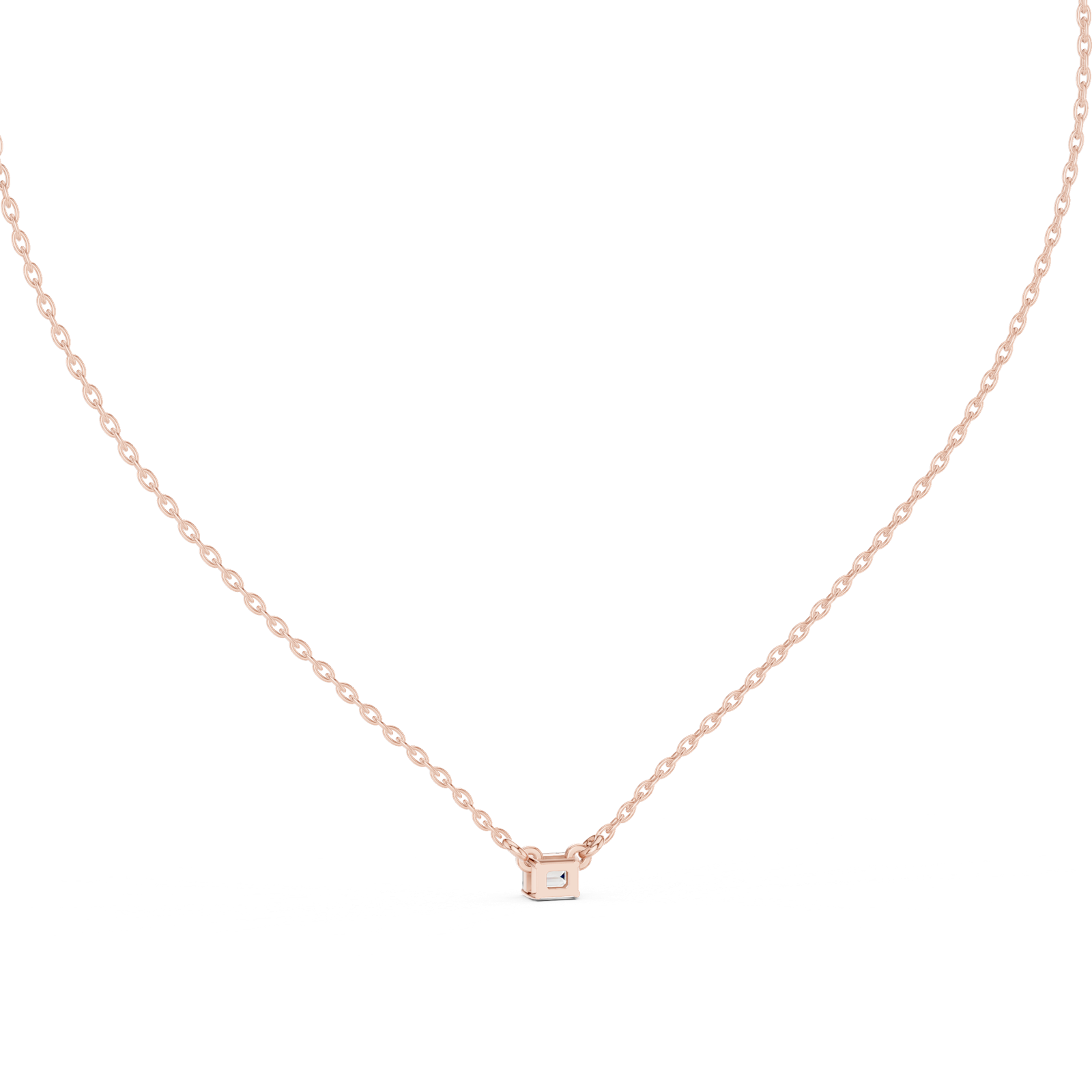 14K Solid Gold Lab Diamond Solitaire Pendant Necklace, Rose Gold, view 4
