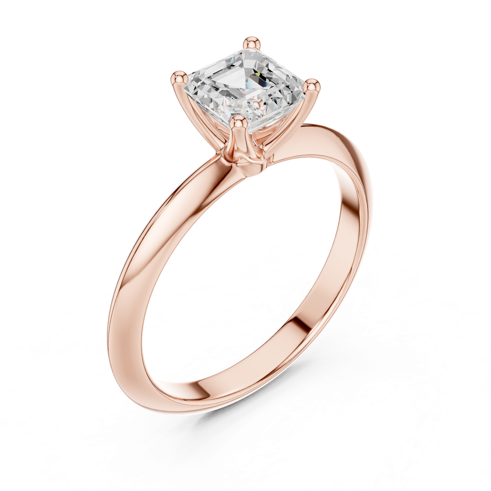 Gold Jewelry L36-6, Asscher center stone, Rose Gold, view 2