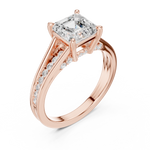 Gold Ring, Asscher center stone, Rose Gold, view 2
