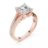Gold Ring, Asscher center stone, Rose Gold, view 2