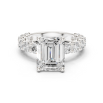 Gold Ring DDLR-087, Emerald center stone, White Gold