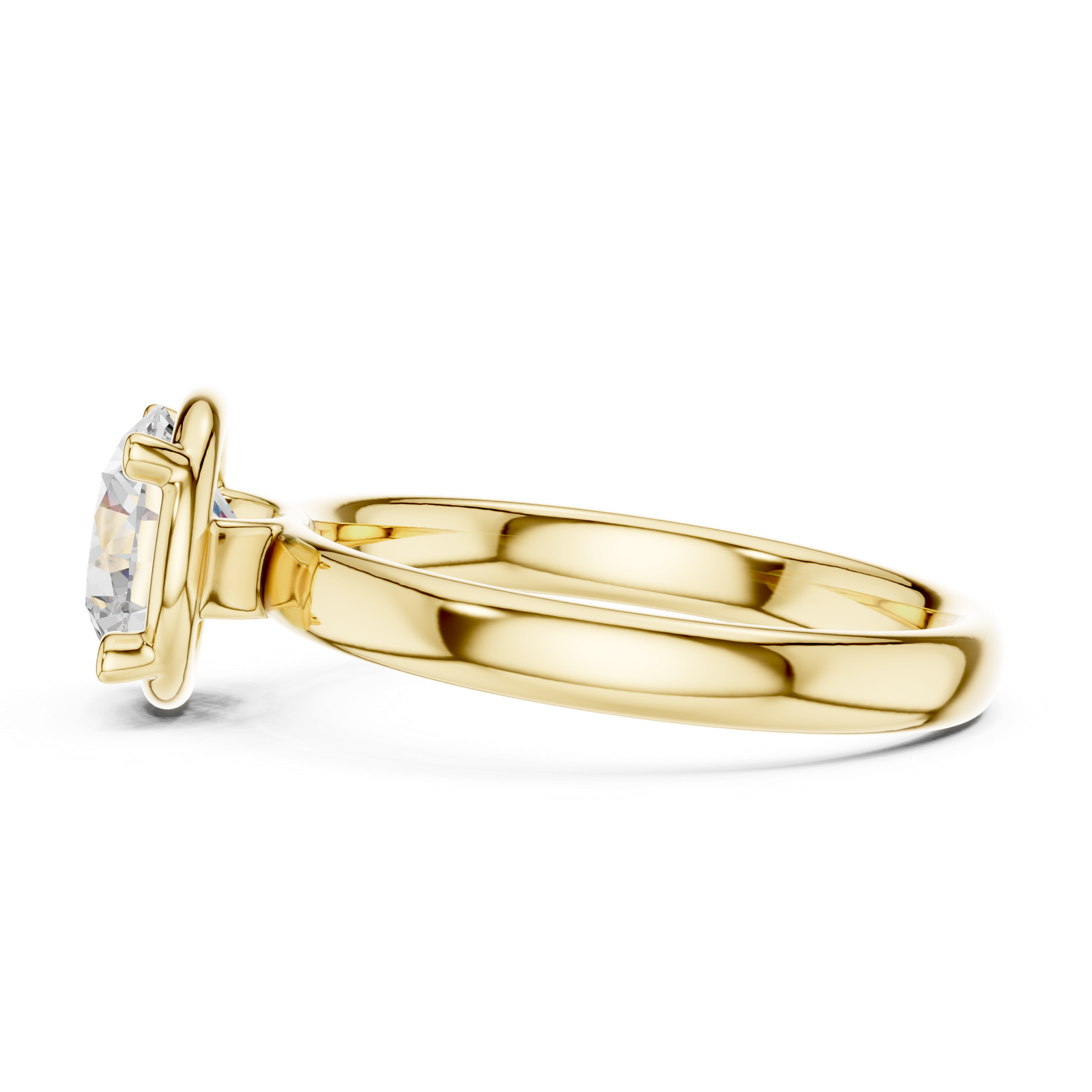 Gold Jewelry L36-10, Round center stone, Yellow Gold, view 3
