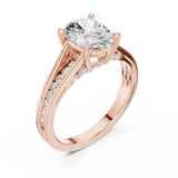 Gold Ring, Oval center stone, Rose Gold, view 2