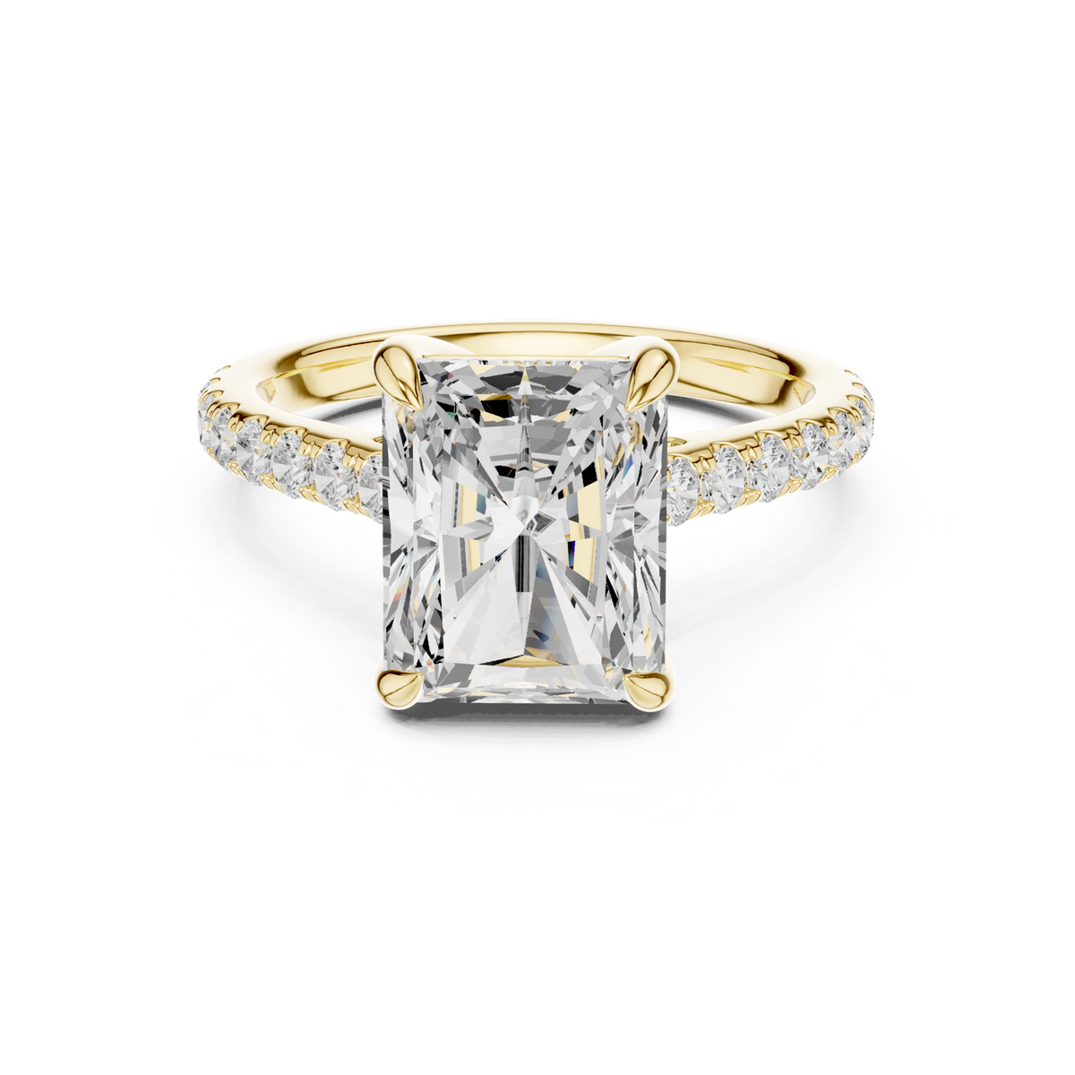 14K Solid Gold Lab Diamond Solitaire Ring, Yellow Gold