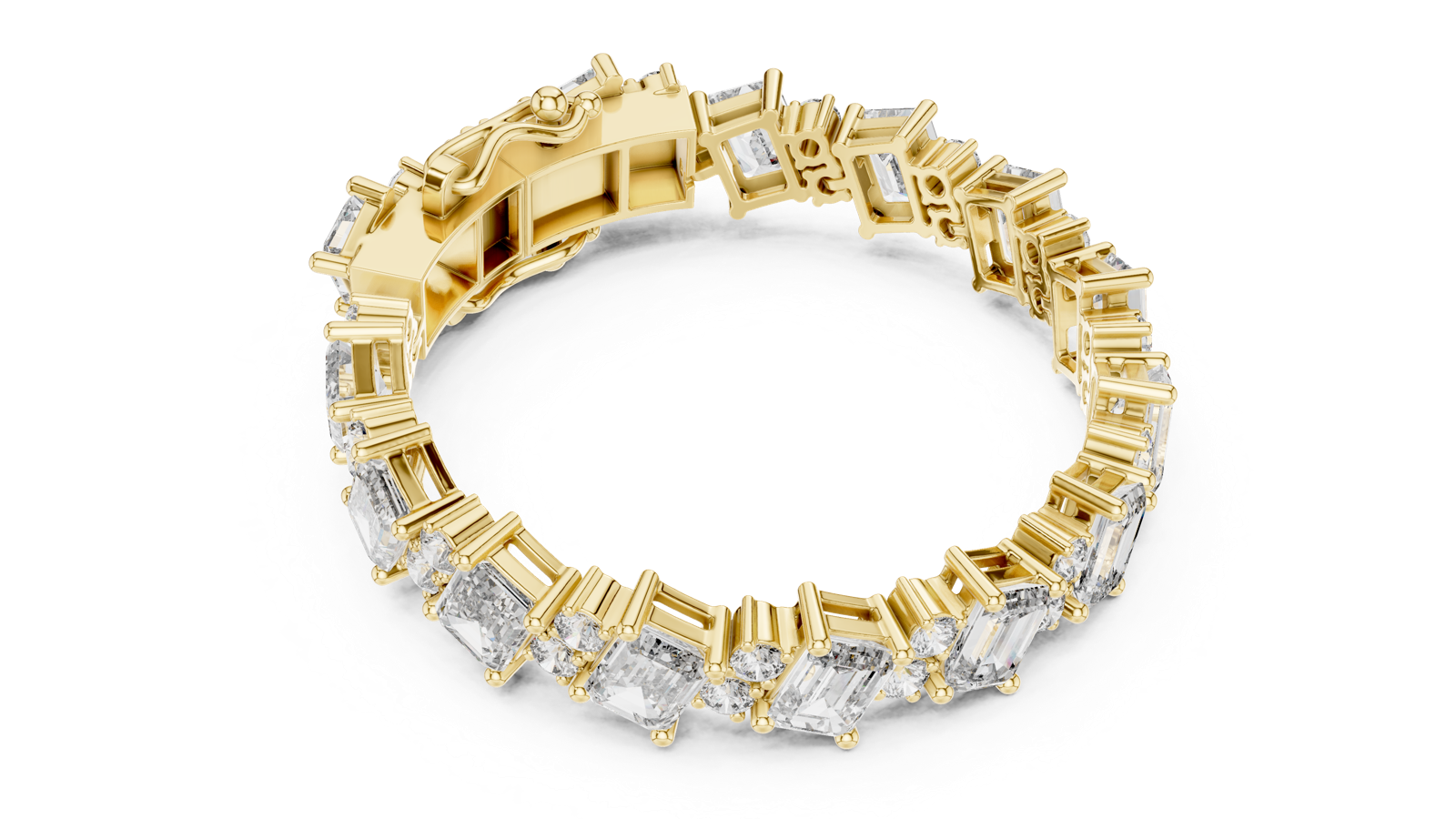 14K Solid Gold Lab Diamond Bracelet, Yellow Gold, view 2