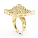 14K Solid Gold Lab Diamond Signet Ring, Yellow Gold, view 1