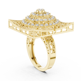 14K Solid Gold Lab Diamond Signet Ring, Yellow Gold, view 1