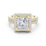 Gold Ring DDLR-341, Princess center stone, Yellow Gold