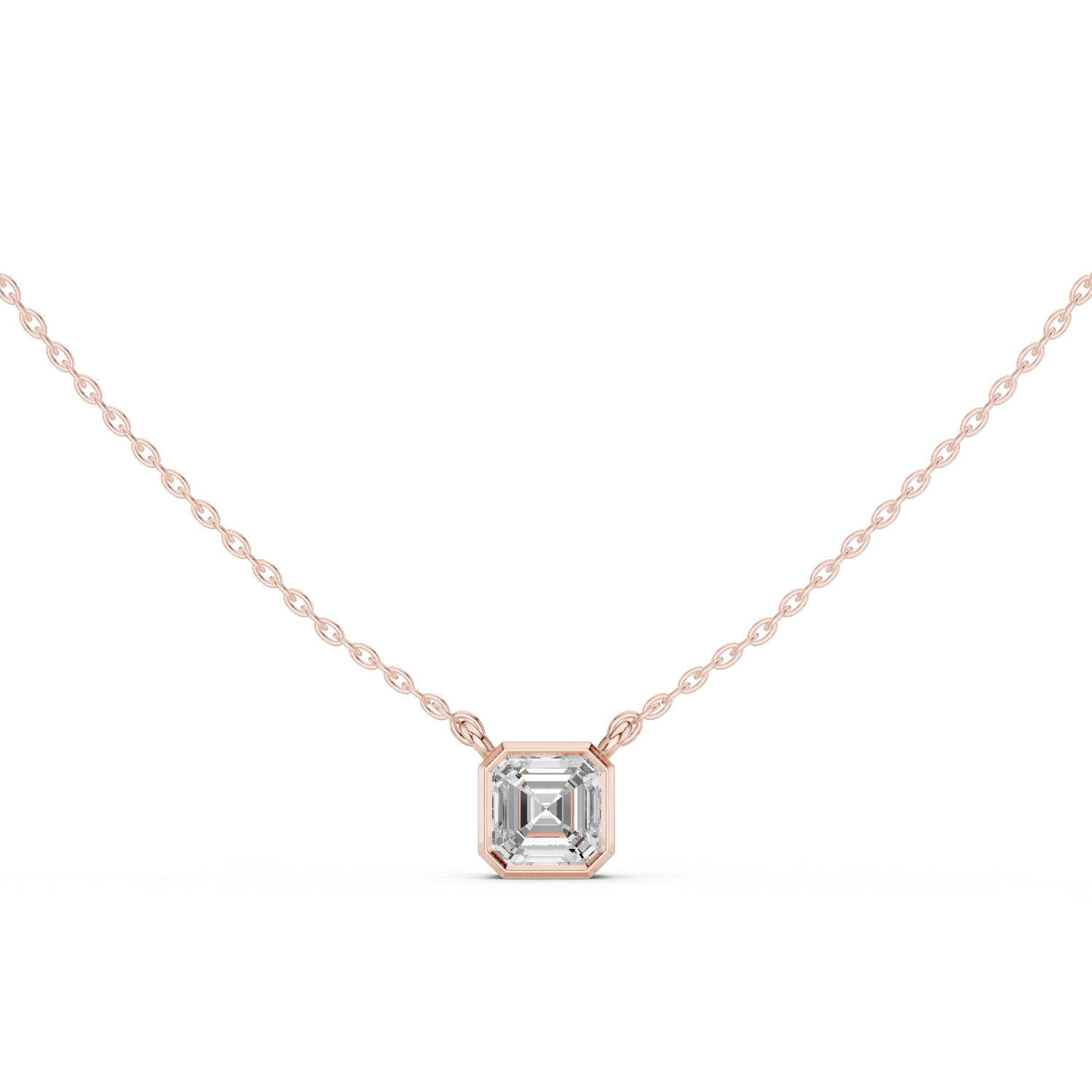 Gold Jewelry, Asscher center stone, Rose Gold