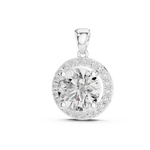 14K Solid Gold Lab Diamond Solitaire Pendant Necklace, White Gold, view 2