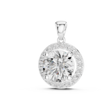 14K Solid Gold Lab Diamond Solitaire Pendant Necklace, White Gold, view 2