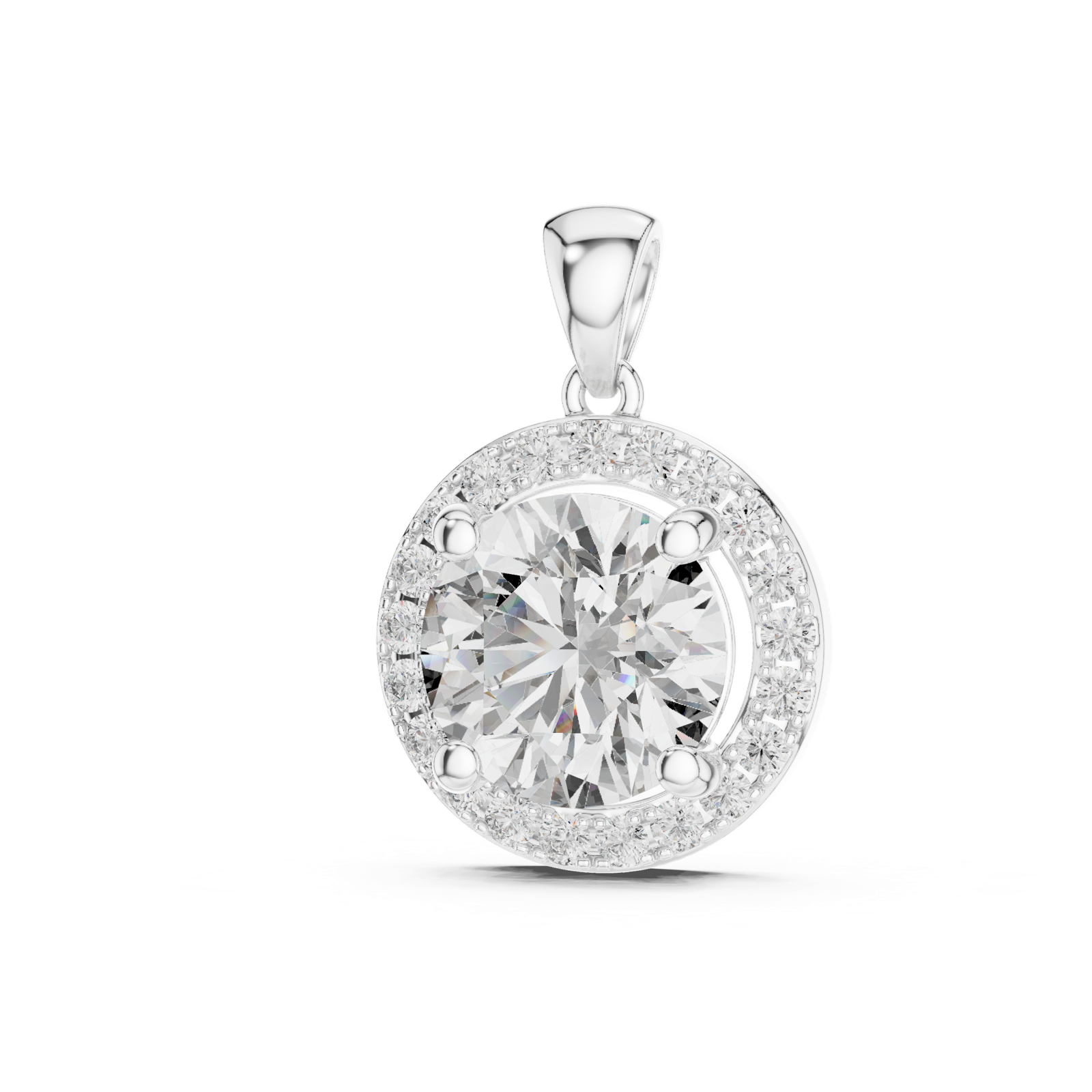 14K Solid Gold Lab Diamond Solitaire Pendant Necklace, White Gold, view 2