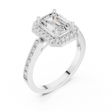 Gold Ring DDLR-349, Emerald center stone, White Gold, view 2