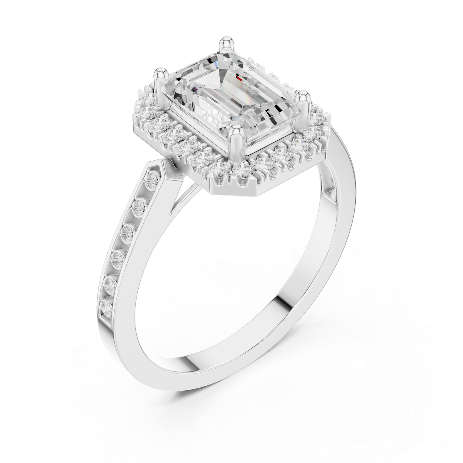 Gold Ring DDLR-349, Emerald center stone, White Gold, view 2
